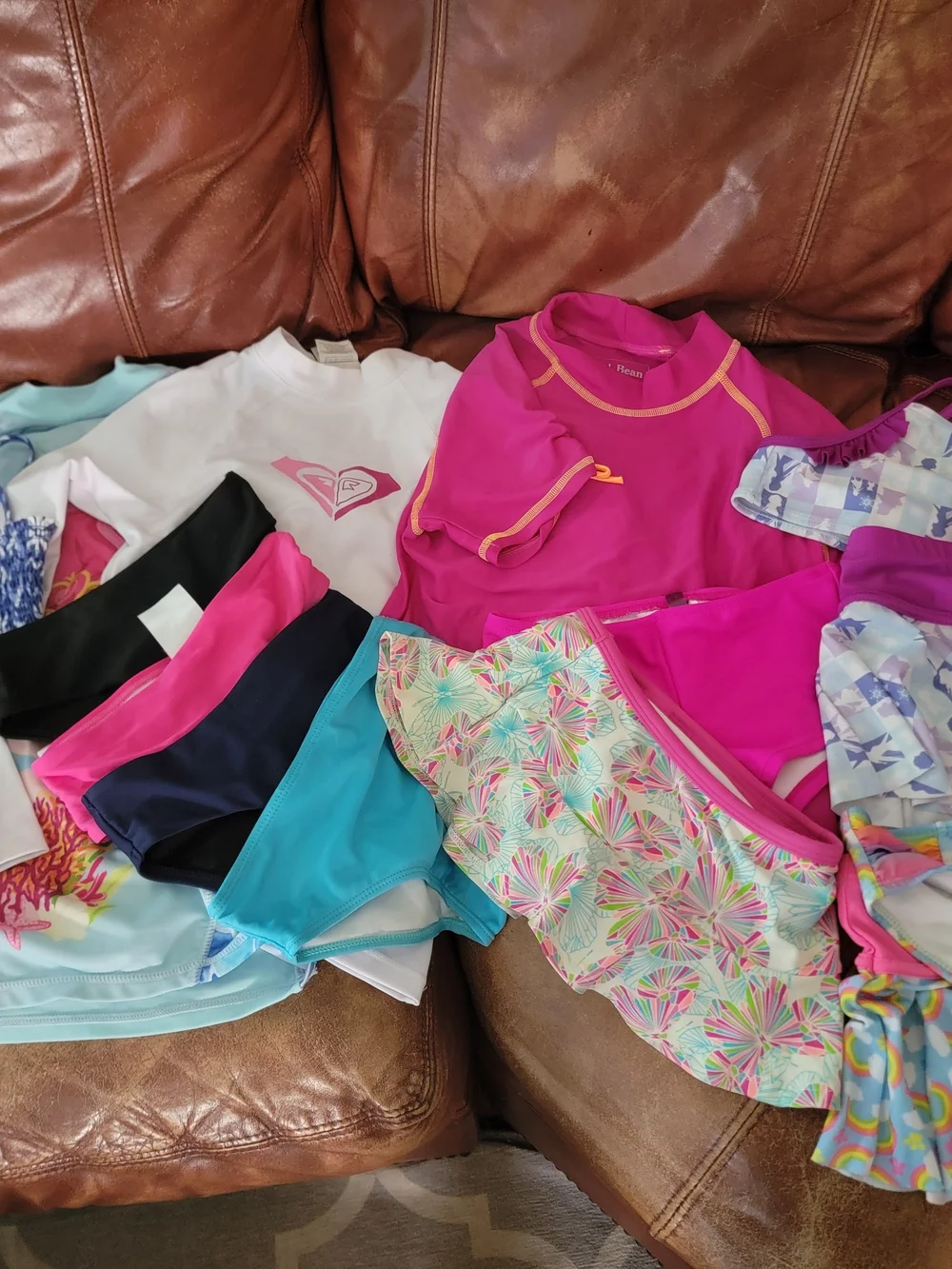 Roxy Girls Pink and Aqua Swim Set